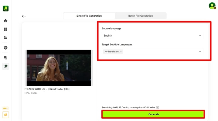 choose language and generate