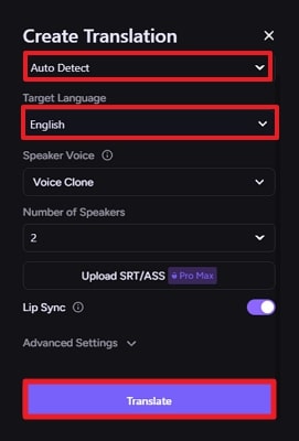define translation parameters akool