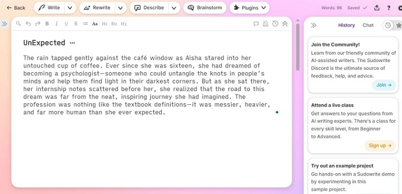 ai story assistant sudowriter