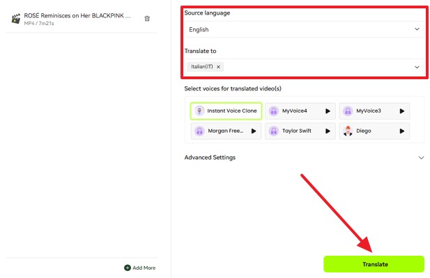 select the targeted video language
