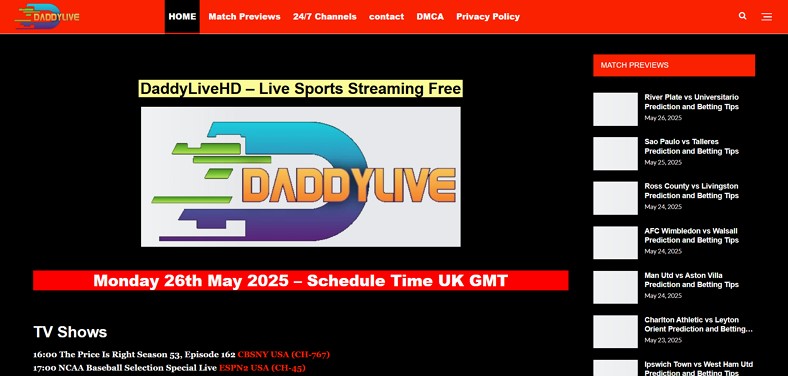 daddylivehd broadcast live sports