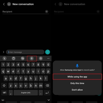 grant android voice to text permissions