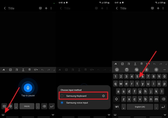 steps change voice typing to keyboard