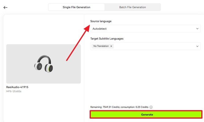 select languages and generate
