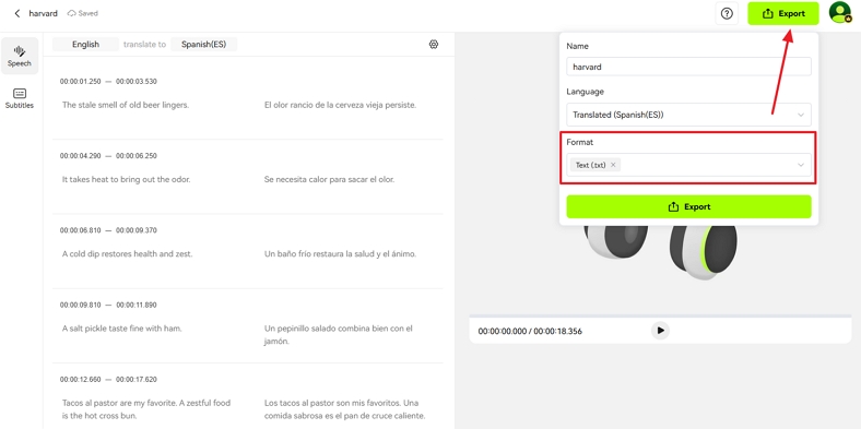 export after stylizing text