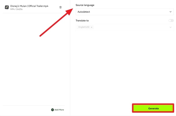 select languages and hit generate