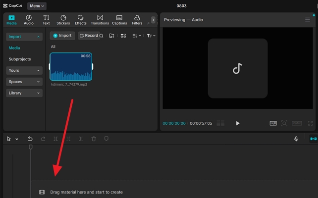 add audio to capcut timeline