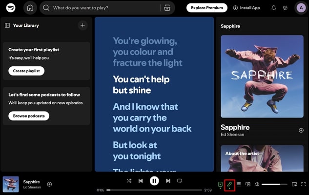 tap mic for transcript spotify