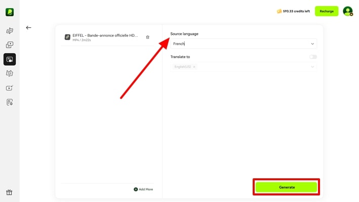 select languages and press generate