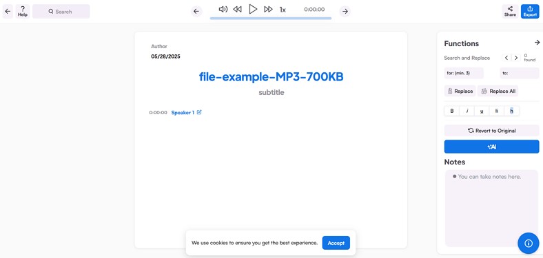 transcription audio files with maestra