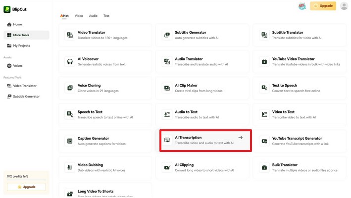 pick ai transcription and upload audio
