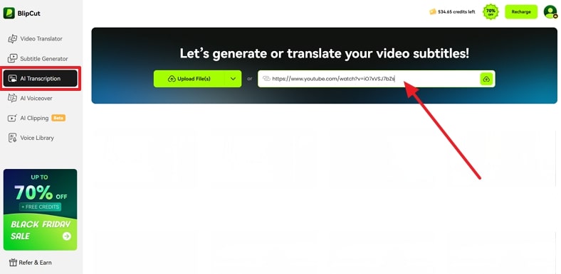 paste farsi video link ai transcription