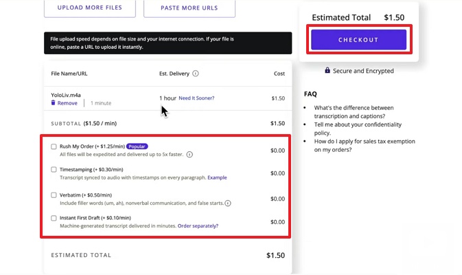 checkout after choosing estimated time rev