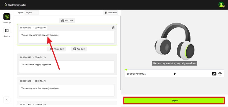 check and export results