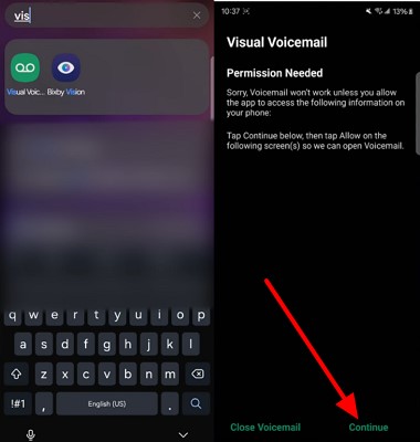 locate voicemail and grant permission