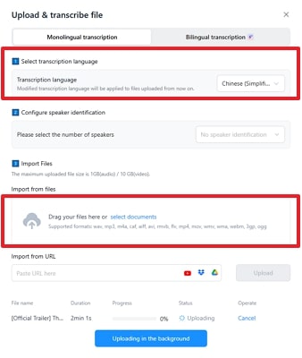 adjust transcription settings to continue