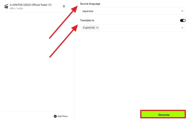 tap generate after picking languages
