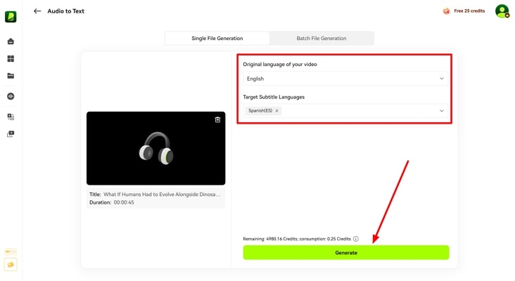insert desired languages for translation