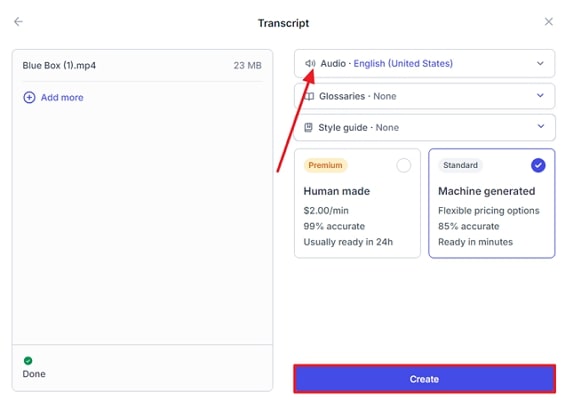 provide transcription settings happy scribe