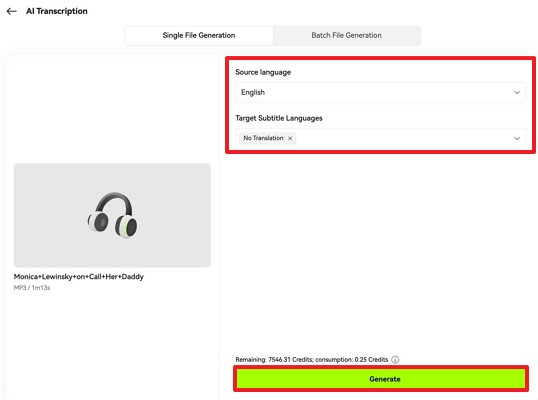 hit generate after setting preferred language
