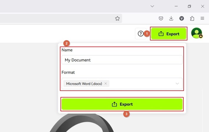 export generated text as a doc file