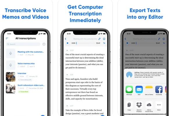 speech to text iphone app transcribe