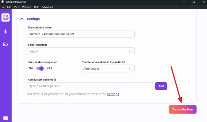 use whisper transcribe windows