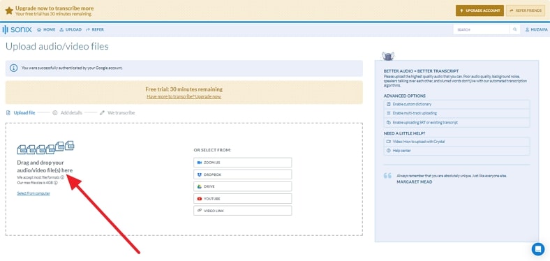 add file across sonix free add voice to video