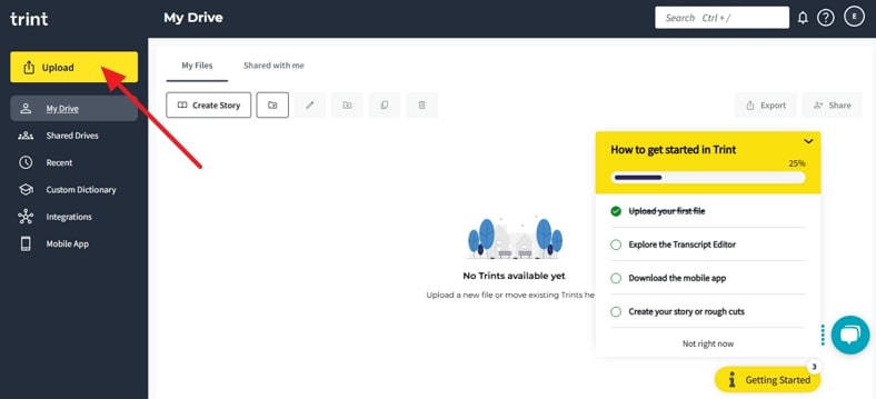 add voicemail across trint