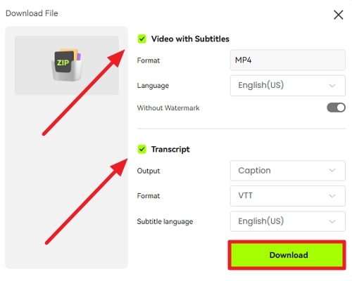 enable video subtitles to download