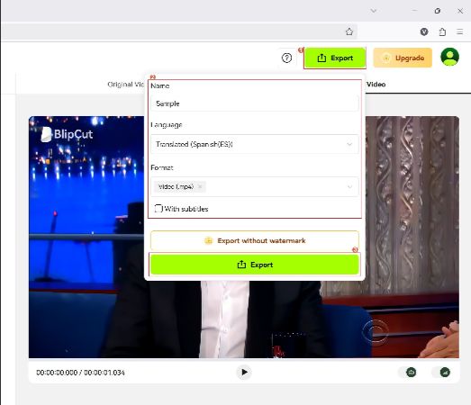 define export preferences after ai voice translation