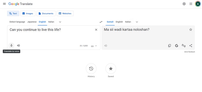 somail english translation audio google translate