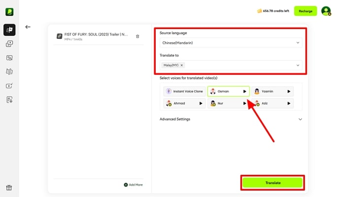 Choose Language Speech Translator App