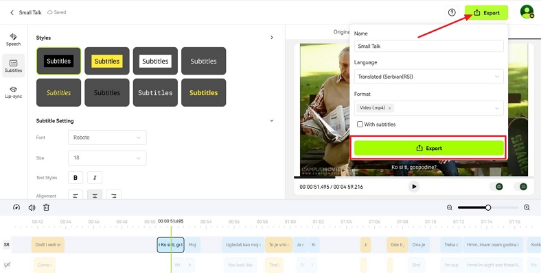 download serbian translated file blipcut
