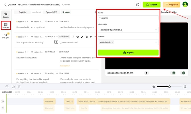 download translated voicemail from blipcut