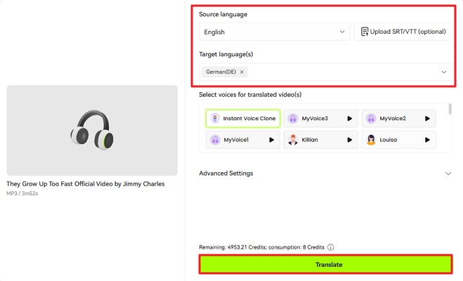 Select the Target Language