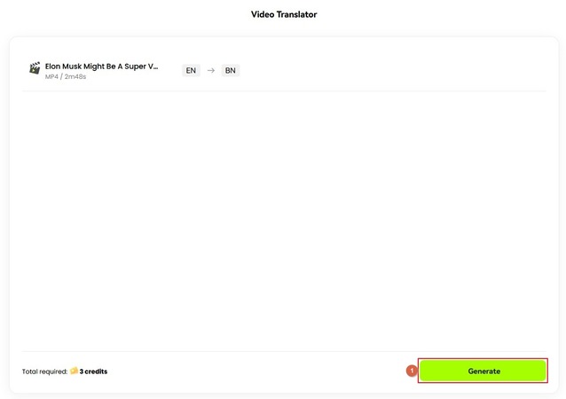 click generate to begin translation
