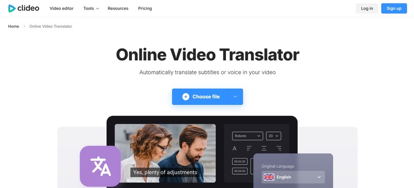 clideo web homepage
