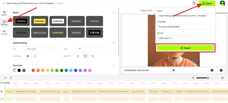 export translate avatar video blipcut