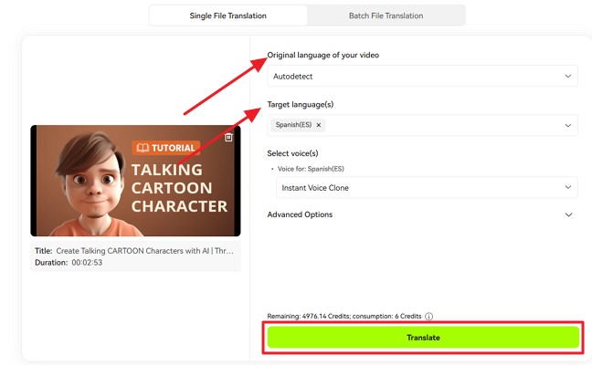 translate avatar video facebook blipcut