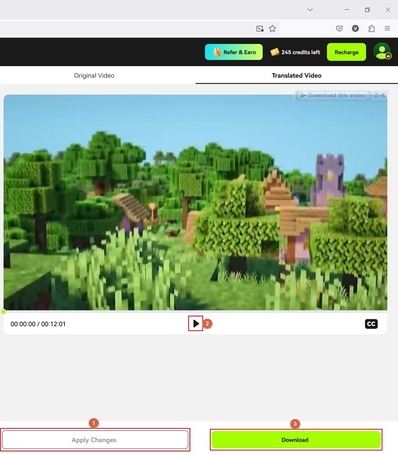 preview output and click download