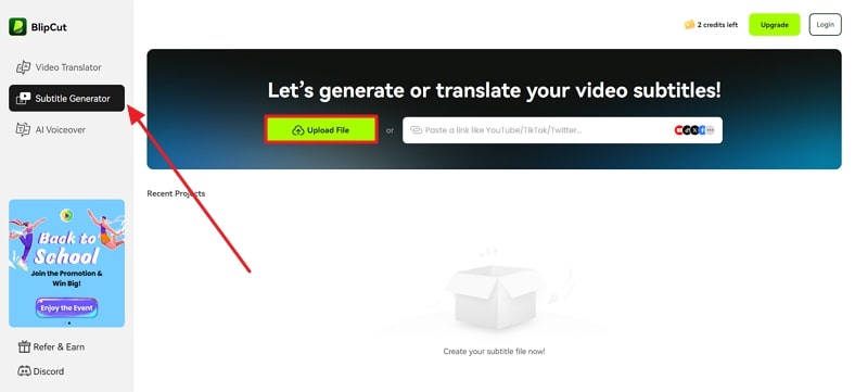 utiliser le générateur de sous-titres et télécharger le fichier