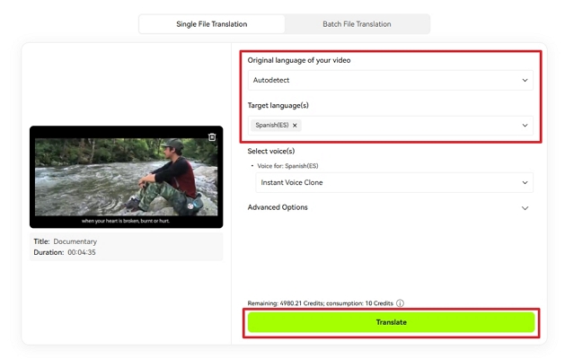 select languages requirement in blipcut