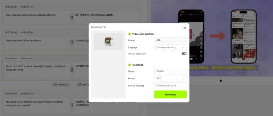 open up transcript on youtube on mac blipcut