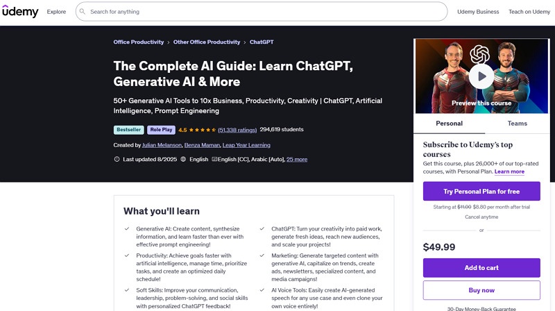 Complete AI Courses in Udemy