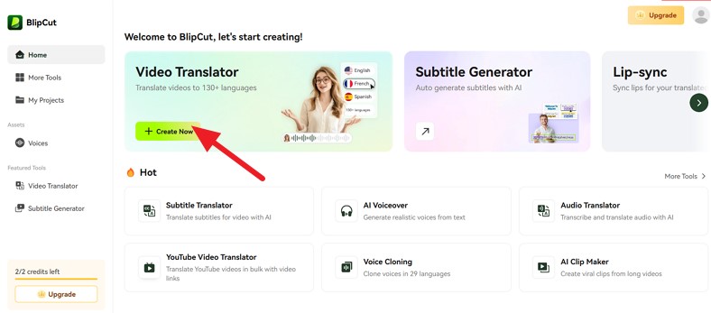 click create now translate marketing video