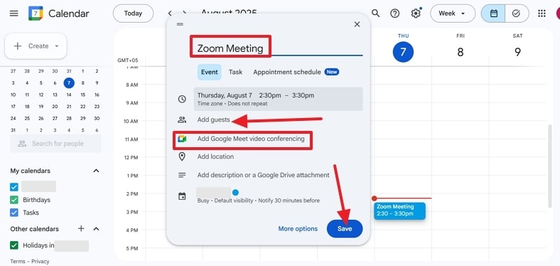 turn on google meet conferencing
