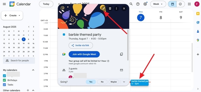 tap pencil to access settings
