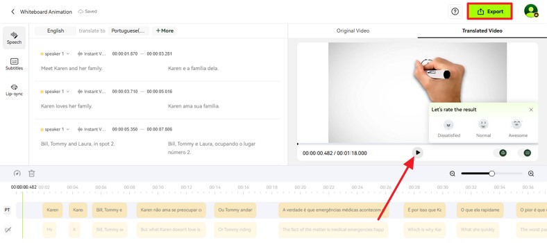 export translated video from blipcut