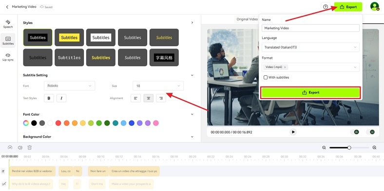 download translated video from blipcut